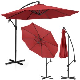 Parasol ogrodowy na wysięgniku okrągły śr. 300 cm bordowy