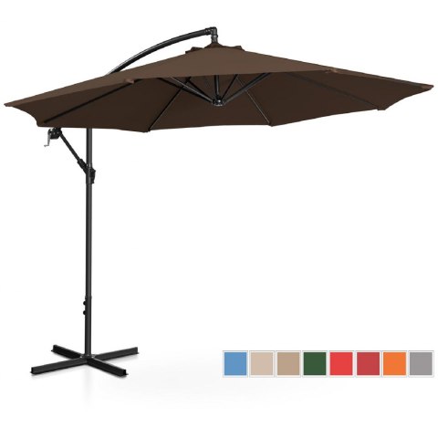 Parasol ogrodowy na wysięgniku okrągły śr. 300 cm brązowy