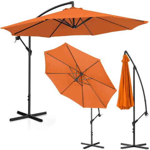 Parasol ogrodowy na wysięgniku okrągły śr. 300 cm pomarańczowy