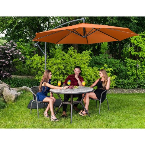 Parasol ogrodowy na wysięgniku okrągły śr. 300 cm pomarańczowy
