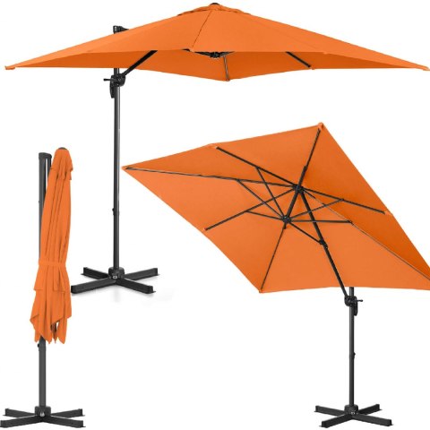 Parasol ogrodowy boczny na wysięgniku kwadratowy 250 x 250 cm pomarańczowy