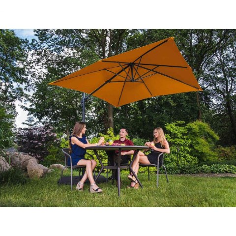 Parasol ogrodowy boczny na wysięgniku kwadratowy 250 x 250 cm pomarańczowy