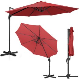 Parasol ogrodowy boczny na wysięgniku okrągły śr. 300 cm bordowy