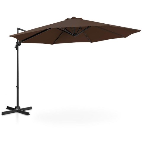 Parasol ogrodowy boczny na wysięgniku okrągły śr. 300 cm brązowy