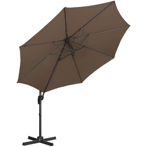 Parasol ogrodowy boczny na wysięgniku okrągły śr. 300 cm brązowy