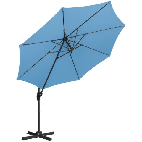 Parasol ogrodowy boczny na wysięgniku okrągły śr. 300 cm niebieski