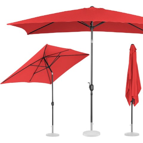 Parasol ogrodowy prostokątny uchylny z korbką 200 x 300 cm czerwony