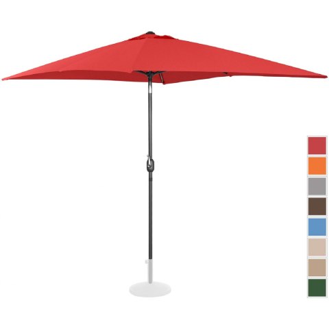 Parasol ogrodowy prostokątny uchylny z korbką 200 x 300 cm czerwony