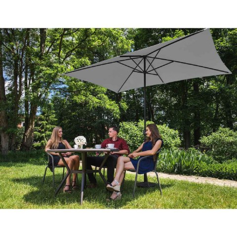 Parasol ogrodowy prostokątny z korbką 200 x 300 cm ciemnoszary