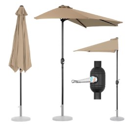 Pół parasol przyścienny na balkon taras półokrągły 270 x 135 cm beżowy