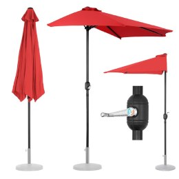Pół parasol przyścienny na balkon taras półokrągły 270 x 135 cm czerwony
