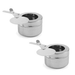 Pojemnik z pokrywką stalowy na pastę paliwo do podgrzewacza żywności zestaw 2szt. A - Hendi 470527