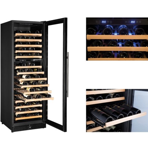 Lodówka na wino do chłodzenia wina 2 strefy 15 półek 166 butelek LED 420L