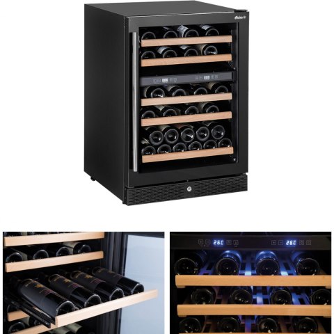 Lodówka na wino do chłodzenia wina 2 strefy 5 półek 44 butelki LED 155L