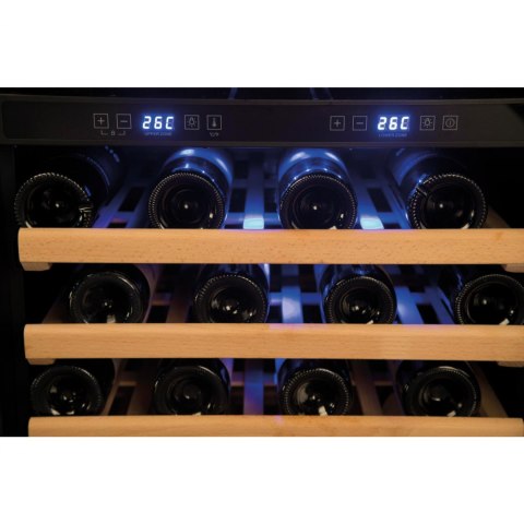 Lodówka na wino do chłodzenia wina 2 strefy 5 półek 44 butelki LED 155L