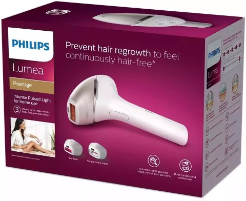 Philips Lumea Prestige IPL Hair Removal For Body and Face BRI953/00 Corded and cordless, Bulb lifetime (flashes) 250000, White