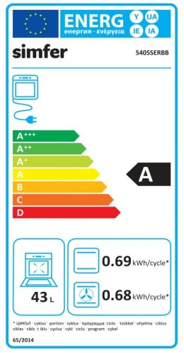 Simfer | Kuchenka | 5405SERBB | Typ płyty gazowa | Typ piekarnika elektryczna | Biały | Szerokość 50 cm | Zapłon elektroniczny |