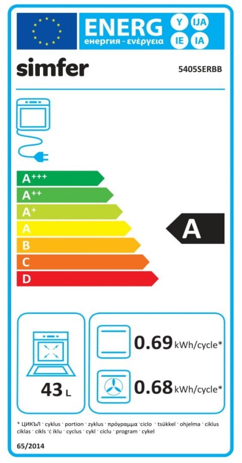 Simfer | Kuchenka | 5405SERBB | Typ płyty gazowa | Typ piekarnika elektryczna | Biały | Szerokość 50 cm | Zapłon elektroniczny |