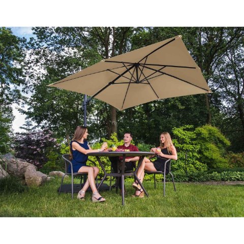 Parasol ogrodowy boczny na wysięgniku kwadratowy 250 x 250 cm beżowy