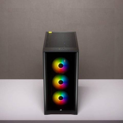 Corsair | Obudowa Mid-Tower ATX ze szkłem hartowanym | iCUE 4000X RGB | Okno boczne | Mid-Tower | Czarny | Zasilacz w zestawie N