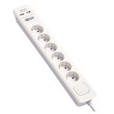 Tripp Lite Power Strip TLP6G18USB 6xSchuko Outlets, 2xUSB-A 2.1A for charging, White, 16A Circuit breaker, Overload protection,