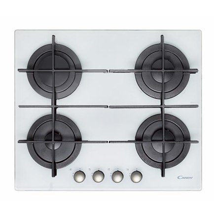 Candy CVG 64 STGB Gas on glass, Number of burners/cooking zones 4, Rotary knobs, White