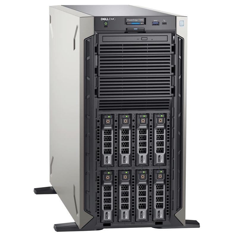 Dell PowerEdge T340 Tower, Intel Xeon, E-2234, 3.6 GHz, 8 MB, 8T, 4C, 1x8 GB, UDIMM DDR4, 2666 MHz, SSD 480GB GB, SATA Gbit/s, U