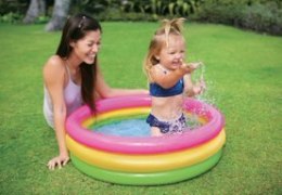 Intex 3-Ring Baby Pool Sunset Glow Pink / Yellow / Green, Age 1-3, 86 x 25 cm