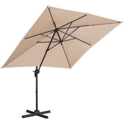 Parasol ogrodowy boczny na wysięgniku kwadratowy 250 x 250 cm kremowy