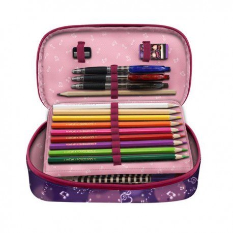 Rozkładany, 4-częściowy piórnik z wyposażeniem -