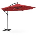 Parasol ogrodowy na wysięgniku okrągły z oświetleniem LED śr. 300 cm czerwony