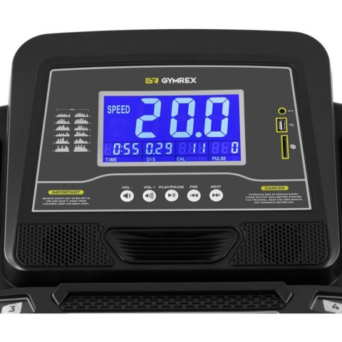 Bieżnia elektryczna składana treningowa do 150 kg 12 programów wentylator LCD 1837 W