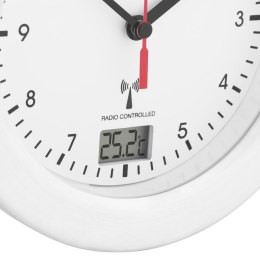 Zegar ścienny radiowy okrągły do łazienki ze wskaźnikiem temperatury śr. 17 cm - 4 PRZYSSAWKI