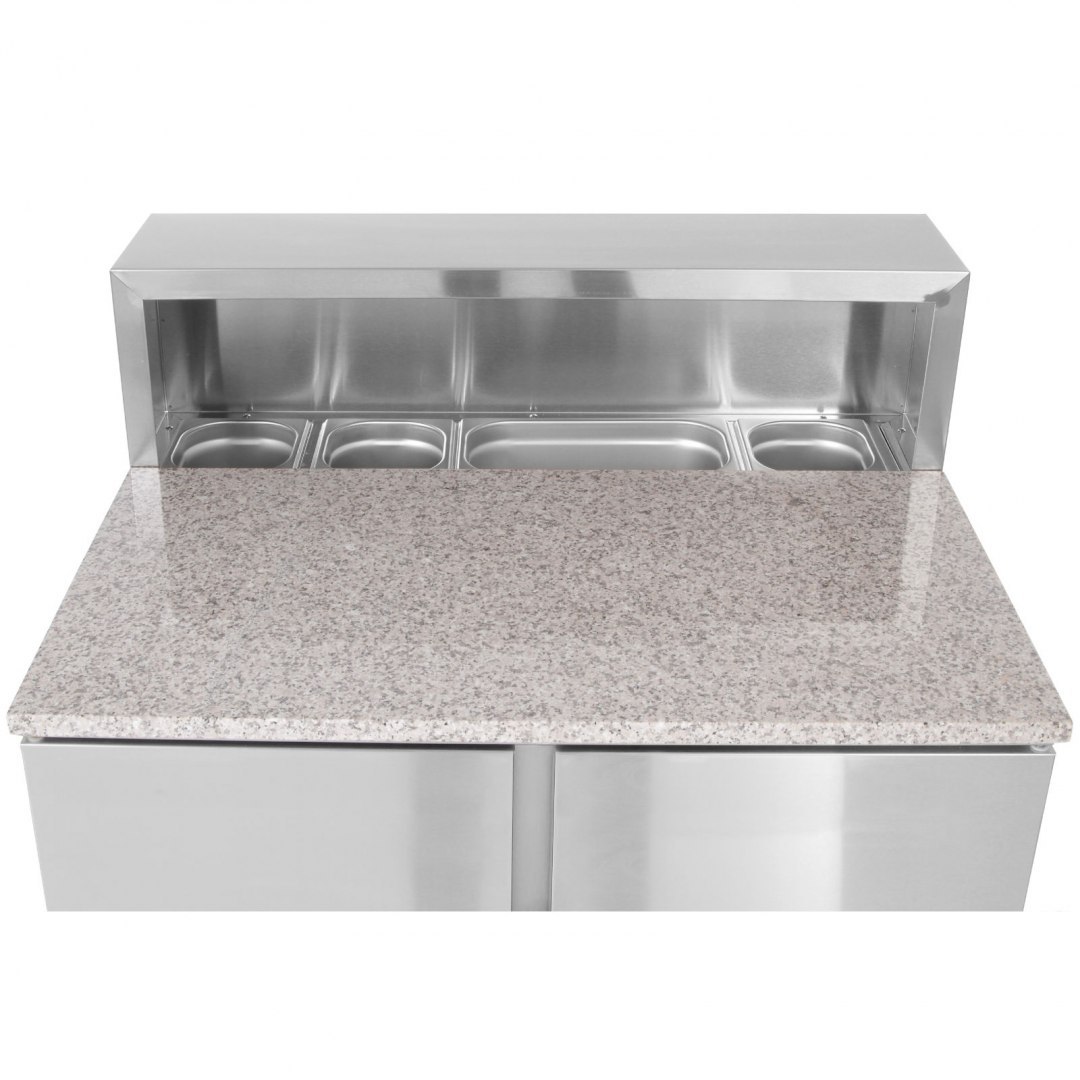 Stół chłodniczy 3-drzwiowy z nadstawą i blatem granitowym na 8x GN1/6 368 l - Hendi 236215