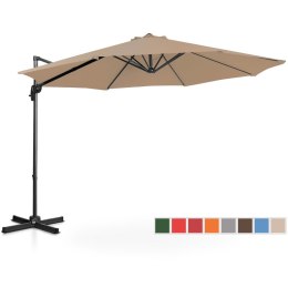 Parasol ogrodowy na wysięgniku bocznym uchylny okrągły śr. 300 cm szarobrązowy