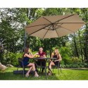 Parasol ogrodowy na wysięgniku bocznym uchylny okrągły śr. 300 cm szarobrązowy
