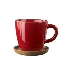 Höganäs Keramik coffee mug 33cl apple red with oak saucer