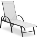 Leżak ogrodowy z regulowanym oparciem i aluminiową ramą do 160 kg jasnoszary