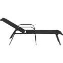 Leżak ogrodowy z regulowanym oparciem i stalowa ramą do 160 kg czarny