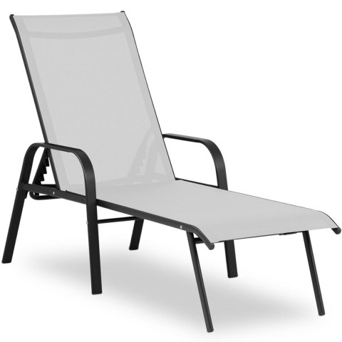 Leżak ogrodowy z regulowanym oparciem i stalowa ramą do 160 kg jasnoszary
