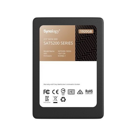 Synology SSD SAT5200-1920G 1920 GB, SSD form factor 2.5", SSD interface SATA 6 Gb/s, Write speed 500 MB/s, Read speed 530 MB/s