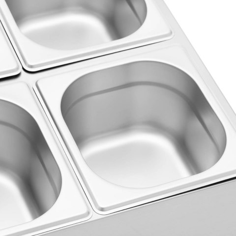 Ekspozytor stojak na pojemniki gastronomiczne 4 x GN 1/6 + pojemniki z pokrywkami