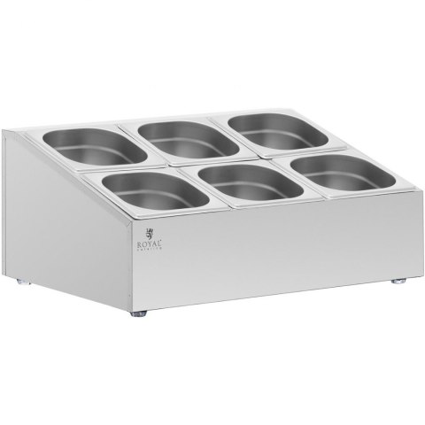 Ekspozytor stojak na pojemniki gastronomiczne 6 x GN 1/6 + pojemniki z pokrywkami