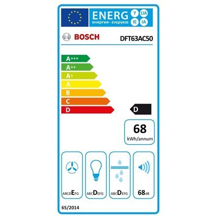 Bosch | Okap | DFT63AC50 Serie 4 | Klasa efektywności energetycznej D | Teleskopowy | Szerokość 60 cm | 368 m³/h | Mechaniczny |