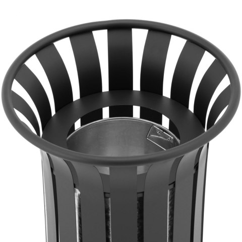 Kosz na odpady śmieci miejski zewnętrzny okrągły z żelaza 23 l czarny