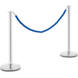 Słupek odgradzający hotelowy srebrny z niebieską liną 150 cm STAL - 2 szt.