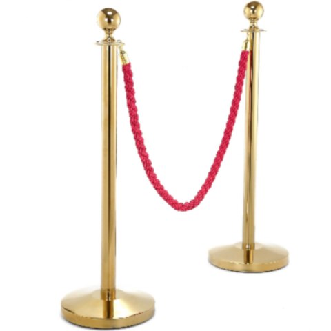 Słupek odgradzający hotelowy tytanowy z czerwoną liną 150 cm - 2 szt.