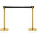 Słupek odgradzający hotelowy złoty z czarną taśmą 2 m - 2 szt.
