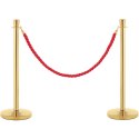 Słupek odgradzający hotelowy złoty z czerwoną liną 150 cm - 2 szt.
