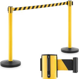 Słupek odgradzający z wyciąganą taśmą 2 m żółto czarny - 2 szt.